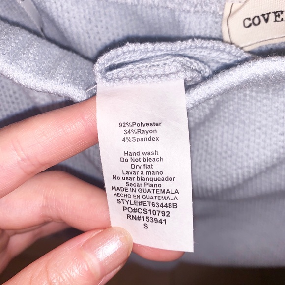 Coverstitched Light Blue Waffle Sweatshirt - Picture 7 of 7